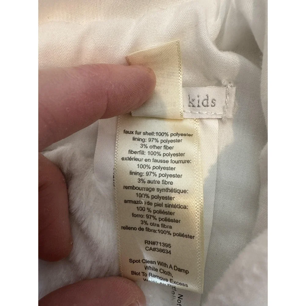 Pottery Barn Kids‎ Bear Costume Baby 12-24 Months White Faux Fur Hooded Bunting